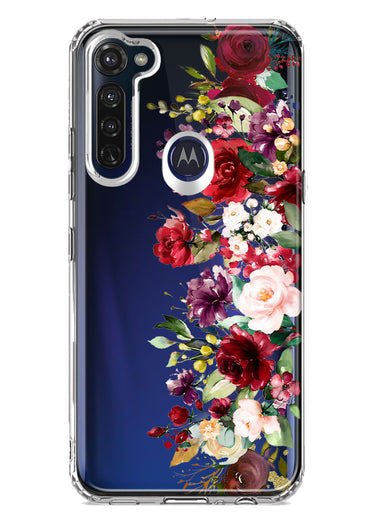 Motorola Moto G Stylus 2020 Red Summer Watercolor Floral Bouquets Ruby Flowers Hybrid Protective Phone Case Cover
