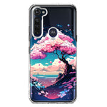 Motorola Moto G Stylus Kawaii Manga Pink Cherry Blossom Japanese Sky Floral Ocean Hybrid Protective Phone Case Cover