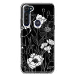 Motorola Moto G Stylus Line Drawing Art White Floral Flowers Hybrid Protective Phone Case Cover