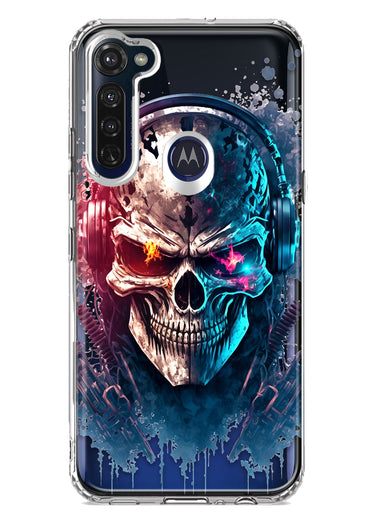 Motorola Moto G Stylus Cyberpunk Machine Headphones Skull Double Layer Phone Case Cover