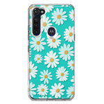 Motorola Moto G Stylus Turquoise Teal White Daisies Cute Daisy Polka Dots Double Layer Phone Case Cover