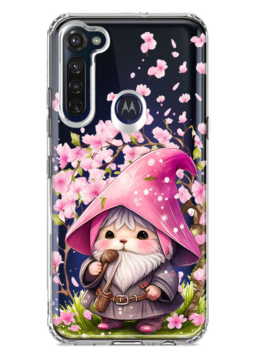 Motorola Moto G Stylus Cute Pink Cherry Blossom Gnome Spring Floral Flowers Double Layer Phone Case Cover
