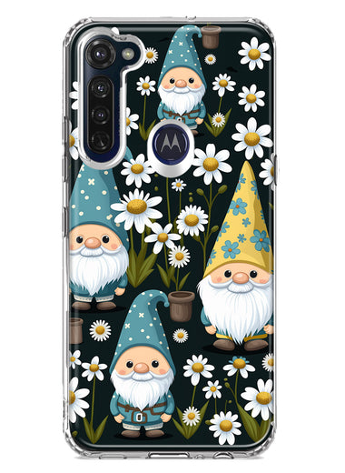 Motorola Moto G Stylus Cute White Daisies Gnomes Flowers Floral Double Layer Phone Case Cover
