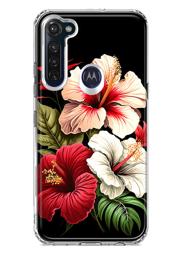 Motorola Moto G Stylus Pink Red Hibiscus Wild Flowers Floral Hybrid Protective Phone Case Cover