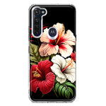 Motorola Moto G Stylus Pink Red Hibiscus Wild Flowers Floral Hybrid Protective Phone Case Cover