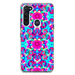 Motorola Moto G Stylus Pink Blue Vintage Hippie Tie Dye Flowers Hybrid Protective Phone Case Cover