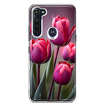 Motorola Moto G Stylus Pink Tulip Flowers Floral Hybrid Protective Phone Case Cover