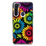 Motorola Moto G Stylus Neon Rainbow Glow Sunflowers Colorful Floral Pink Purple Double Layer Phone Case Cover