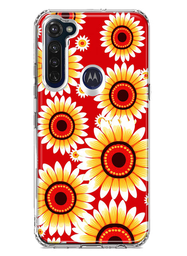 Motorola Moto G Stylus Yellow Sunflowers Polkadot on Red Double Layer Phone Case Cover