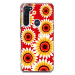 Motorola Moto G Stylus Yellow Sunflowers Polkadot on Red Double Layer Phone Case Cover
