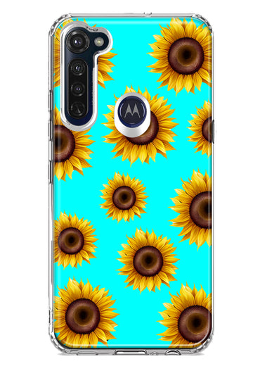 Motorola Moto G Stylus Yellow Sunflowers Polkadot on Turquoise Teal Double Layer Phone Case Cover