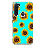 Motorola Moto G Stylus Yellow Sunflowers Polkadot on Turquoise Teal Double Layer Phone Case Cover