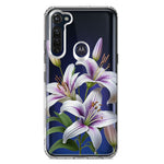 Motorola Moto G Stylus White Lavender Lily Purple Flowers Floral Hybrid Protective Phone Case Cover