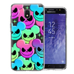 Samsung Galaxy J3 Express/Prime 3/Amp Prime 3 Bright Rainbow Nightmare Skulls Spooky Season Halloween Design Double Layer Phone Case Cover
