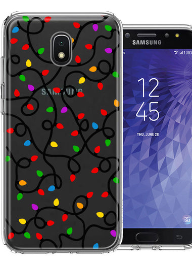 Samsung Galaxy J7 (2018) Star/Crown/Aura Colorful Nostalgic Vintage Christmas Holiday Winter String Lights Design Double Layer Phone Case Cover