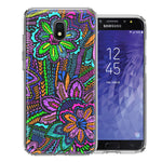 Samsung Galaxy J3 Express/Prime 3/Amp Prime 3 Colorful Summer Flowers Doodle Art Design Double Layer Phone Case Cover