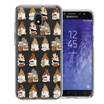 Samsung Galaxy J3 Express/Prime 3/Amp Prime 3 Cute Morning Coffee Lovers Gnomes Characters Drip Iced Latte Americano Espresso Brown Double Layer Phone Case Cover