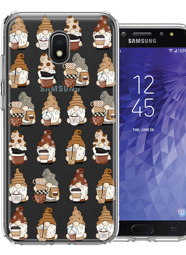 Samsung Galaxy J7 (2018) Star/Crown/Aura Cute Morning Coffee Lovers Gnomes Characters Drip Iced Latte Americano Espresso Brown Double Layer Phone Case Cover