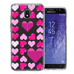 Samsung Galaxy J3 Express/Prime 3/Amp Prime 3 Pink Purple Origami Valentine's Day Polkadot Hearts Design Double Layer Phone Case Cover