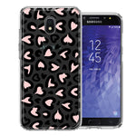 Samsung Galaxy J3 Express/Prime 3/Amp Prime 3 Cute Pink Leopard Print Hearts Valentines Day Love Double Layer Phone Case Cover