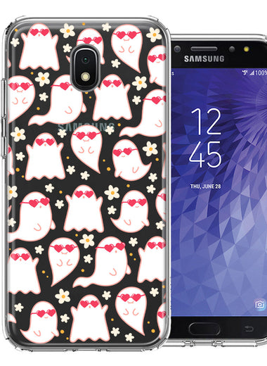 Samsung Galaxy J3 Express/Prime 3/Amp Prime 3 Floating Heart Glasses Love Ghosts Vaneltines Day Cutie Daisy Double Layer Phone Case Cover