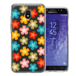Samsung Galaxy J3 Express/Prime 3/Amp Prime 3 Groovy Gradient Retro Color Flowers Double Layer Phone Case Cover