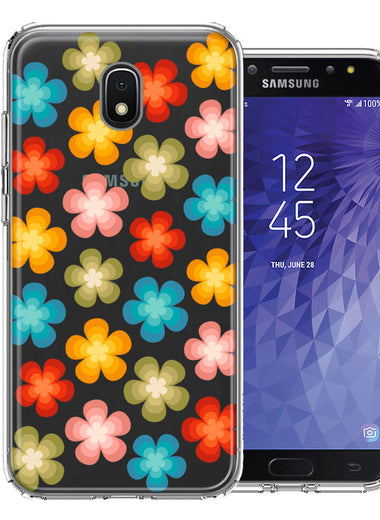 Samsung Galaxy J7 (2018) Star/Crown/Aura Groovy Gradient Retro Color Flowers Double Layer Phone Case Cover