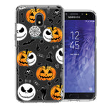 Samsung Galaxy J3 Express/Prime 3/Amp Prime 3 Halloween Jack-O-Lantern Pumpkin Skull Spooky Design Double Layer Phone Case Cover