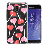 Samsung Galaxy J3 Express/Prime 3/Amp Prime 3 Heart Suckers Lollipop Valentines Day Candy Lovers Double Layer Phone Case Cover