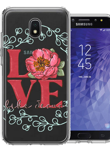 Samsung Galaxy J3 Express/Prime 3/Amp Prime 3 Love Like Jesus Flower Text Christian Double Layer Phone Case Cover