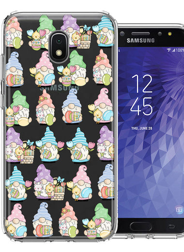 Samsung Galaxy J3 Express/Prime 3/Amp Prime 3 Pastel Easter Cute Gnomes Spring Flowers Eggs Holiday Seasonal Double Layer Phone Case Cover