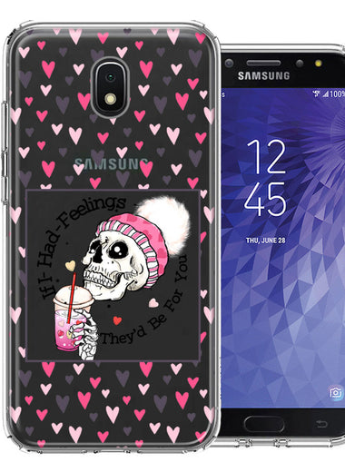 Samsung Galaxy J7 (2018) Star/Crown/Aura Pink Dead Valentine Skull Frap Hearts If I had Feelings They'd Be For You Love Double Layer Phone Case Cover