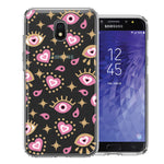 Samsung Galaxy J3 Express/Prime 3/Amp Prime 3 Pink Evil Eye Lucky Love Law Of Attraction Design Double Layer Phone Case Cover