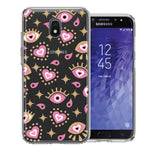 Samsung Galaxy J7 (2018) Star/Crown/Aura Pink Evil Eye Lucky Love Law Of Attraction Design Double Layer Phone Case Cover