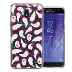 Samsung Galaxy J3 Express/Prime 3/Amp Prime 3 Pink Happy Swimming Axolotls Polka Dots Double Layer Phone Case Cover