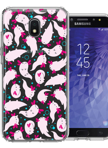 Samsung Galaxy J7 (2018) Star/Crown/Aura Pink Happy Swimming Axolotls Polka Dots Double Layer Phone Case Cover