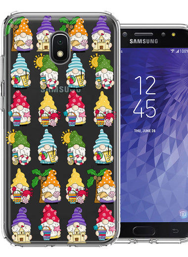 Samsung Galaxy J3 Express/Prime 3/Amp Prime 3 Summer Beach Cute Gnomes Sand Castle Shells Palm Trees Double Layer Phone Case Cover
