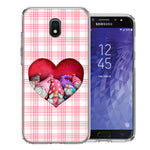 Samsung Galaxy J3 Express/Prime 3/Amp Prime 3 Valentine's Day Garden Gnomes Heart Love Pink Plaid Double Layer Phone Case Cover