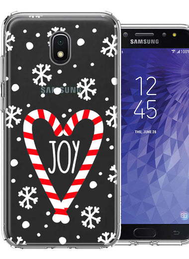 Samsung Galaxy J7 (2018) Star/Crown/Aura Winter Joy Snow Peppermint Candy Cane Heart Festive Christmas Double Layer Phone Case Cover