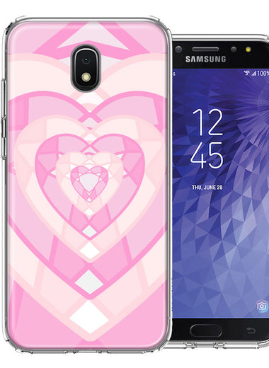 Samsung Galaxy J7 (2018) Star/Crown/Aura Pink Gem Hearts Design Double Layer Phone Case Cover