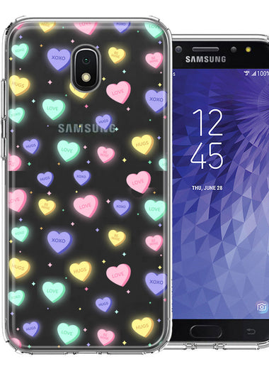 Samsung Galaxy J7 (2018) Star/Crown/Aura Valentine's Day Heart Candies Polkadots Design Double Layer Phone Case Cover