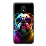 Samsung Galaxy J3 Express/Prime 3/Amp Prime 3 Neon Rainbow Glow Bulldog Hybrid Protective Phone Case Cover