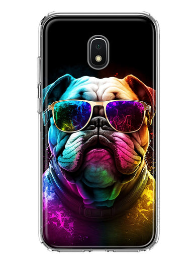 Samsung Galaxy J7 (2018) Star/Crown/Aura Neon Rainbow Glow Bulldog Hybrid Protective Phone Case Cover