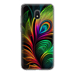 Samsung Galaxy J3 Express/Prime 3/Amp Prime 3 Neon Rainbow Glow Peacock Feather Hybrid Protective Phone Case Cover