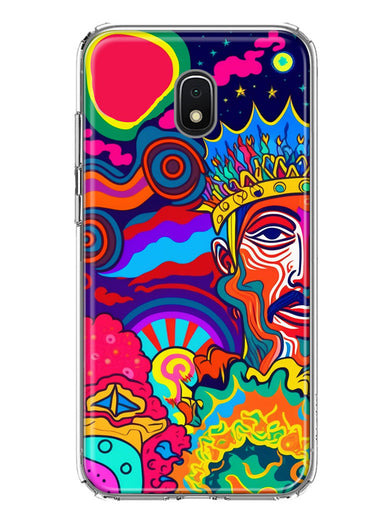 Samsung Galaxy J7 (2018) Star/Crown/Aura Neon Rainbow Psychedelic Indie Hippie Indie King Hybrid Protective Phone Case Cover