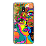 Samsung Galaxy J3 Express/Prime 3/Amp Prime 3 Neon Rainbow Psychedelic Hippie One Eye Pop Art Hybrid Protective Phone Case Cover