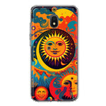 Samsung Galaxy J7 (2018) Star/Crown/Aura Neon Rainbow Psychedelic Indie Hippie Sun Moon Hybrid Protective Phone Case Cover