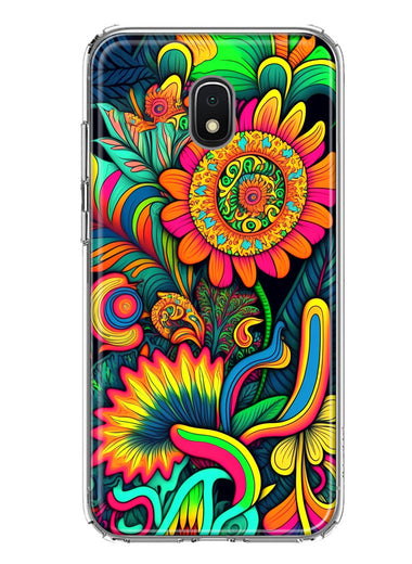 Samsung Galaxy J3 Express/Prime 3/Amp Prime 3 Neon Rainbow Psychedelic Indie Hippie Sunflowers Hybrid Protective Phone Case Cover