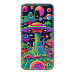 Samsung Galaxy J3 Express/Prime 3/Amp Prime 3 Neon Rainbow Psychedelic UFO Alien Planet Hybrid Protective Phone Case Cover
