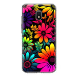 Samsung Galaxy J3 Express/Prime 3/Amp Prime 3 Neon Rainbow Glow Colorful Abstract Flowers Floral Hybrid Protective Phone Case Cover